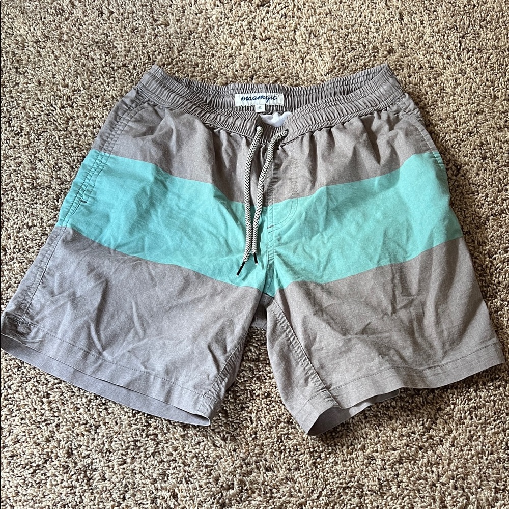 Maamgic Men's Gray and Teal Swim Trunks